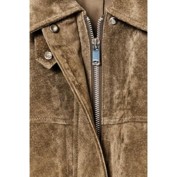 ZARA 100% LEATHER BOMBER JACKET - Picture 10 of 11